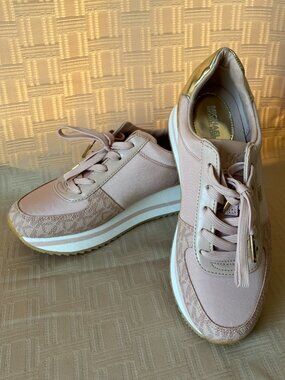 Michael Kors Monique Trainer Sneakers Ballet Pink MK Logo Women's 5.5 New